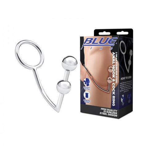 Blueline 2 Bead Anal Hook Ring 45mm