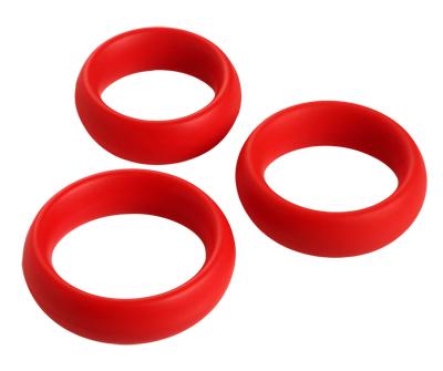 3 Piece Silicone C Ring Set - Red