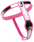 Pink Stainless Steel Adjustable Female Chastity Belt