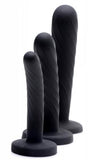 Trintiy Strap On Silicone 3 Piece Dildo Set Black