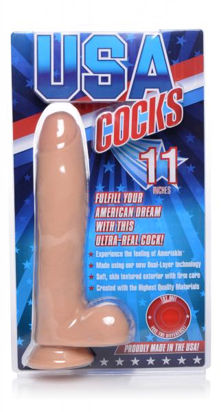 Usa Cocks 11in Ameriskin Dildo -light