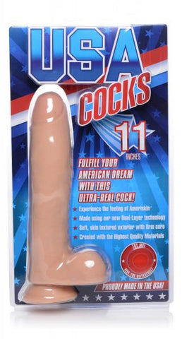 Usa Cocks 11in Ameriskin Dildo -light