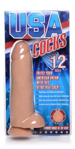 Usa Cocks 12in Ameriskin Dildo -light