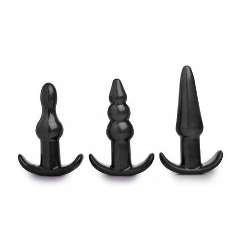 Trinity Vibes 4 Piece Vibrating Anal Plug Set Black