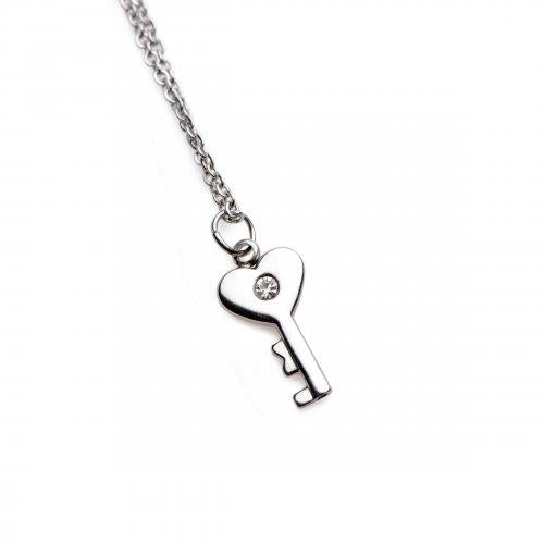 Chained Locking Bracelet And Key Necklace Couples Set
