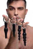 4 Piece Silicone Anal Ringed Rimmers Set Black