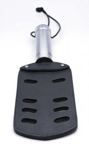 Leather Paddle With Slots Black