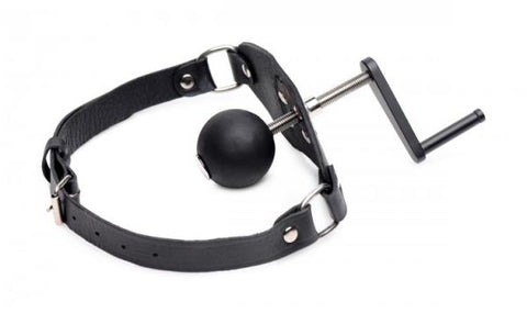 Crank Ball Gag Black Leather O/S