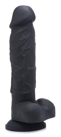 Strap U Power Pecker 7in Dildo Silicone W/ Balls Black