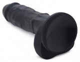 Strap U Power Pecker 7in Dildo Silicone W/ Balls Black