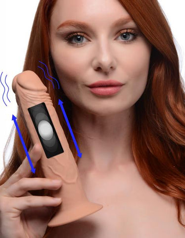 7x Remote Control Vibrating And Thumping Dildo - Medium