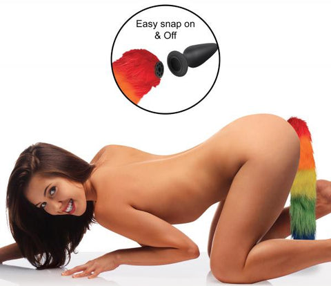 Interchangeable Rainbow Fox Tail