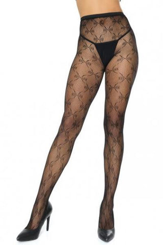 Pantyhose W/ Bow Print Black O/s