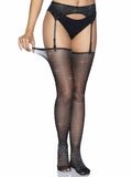 2 Pc. Rhinestone Net Garter Belt and Stockings -  One Size - Black