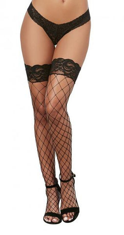 Fence Net Thigh High Stockings Black O/S