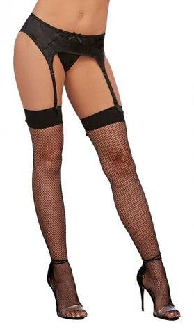 Back Seam Thigh High Diamond Black O/S