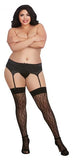 Leopard Fishnet Thigh High Dmd Black Queen O/s