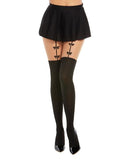 Nude Pantyhose W/ Knitted Bow Detail Garters Black O/s