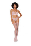 2pc Fishnet & Lace Bralette W/ High Waist Panty Ballet Pink