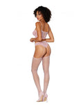 2pc Fishnet & Lace Bralette W/ High Waist Panty Ballet Pink