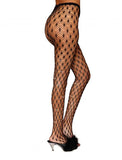 Geometric Fence Net Pantyhose W/ Rhinestones Black O/s