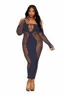 Bodystocking Gown W/ Opaque Front & Back Denim Q/s