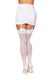 Sheer Thigh Highs Bride Sequin Back White O/s