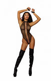 Halter Fishnet Teddy W/ Chains Black O/s