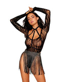 Swirl Knit Teddy & Harness Set Black O/s