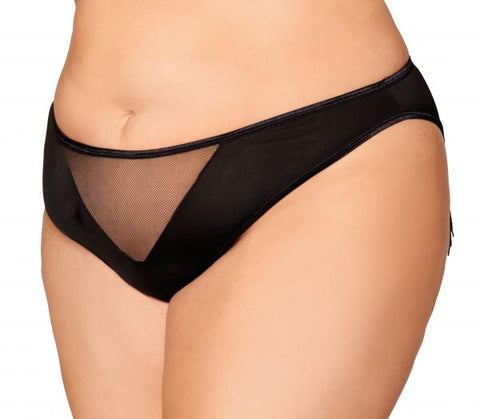 Heart Back Panty W/ Fringe Black 1x/2x