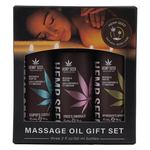 Earthly Body Hemp Seed Valentine Massage Oil Trio Gift Set