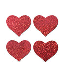 Pastease Premium Petites Glitter Heart - Red O/s Pack Of 2 Pair