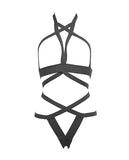 Kitten It's Complicated Open Elastic Strappy Bra & Open Back Panty Black O/S