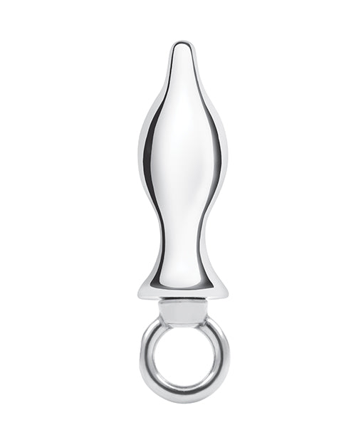 Blue Line 2.5 Inch  Stainless Steal Bling Tapered Butt Plug w/Loop Hardware