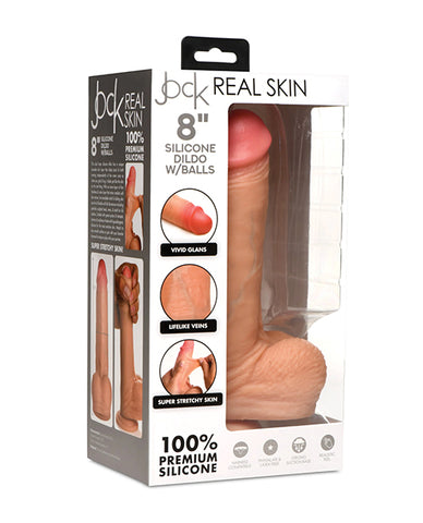 Curve Toys Jock Real Skin Silicone 8 Inch Dildo w/Balls