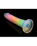 Curve Toys Lollicock 7 Inch Glow In The Dark Silicone Dildo - Rainbow