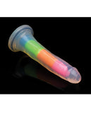 Curve Toys Lollicock 7 Inch Glow In The Dark Silicone Dildo - Rainbow