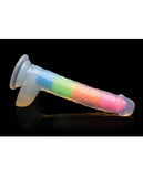 Curve Toys Lollicock 7 Inch Glow In The Dark Silicone Dildo W/balls - Rainbow