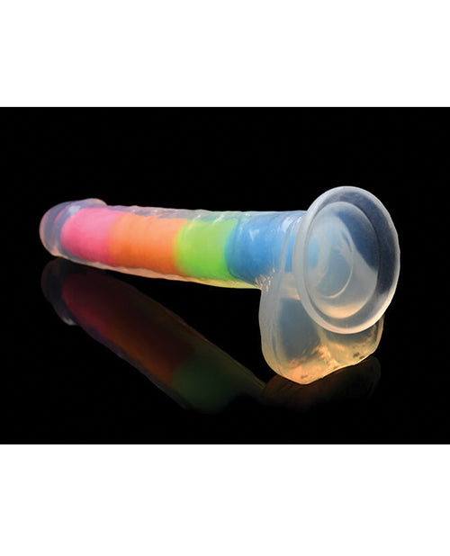 Curve Toys Lollicock 7 Inch Glow In The Dark Silicone Dildo W/balls - Rainbow