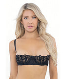 Lace Bra w/Underwire Boning Cups Black 32