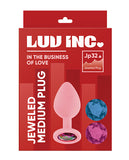 Luv Inc. Jeweled Silicone Butt Plug w/Three Stones - Medium Light Pink