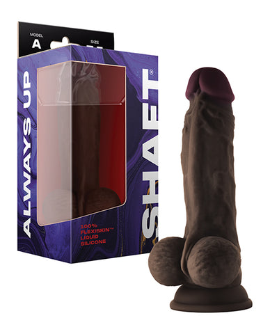 Shaft Model A Flexskin Liquid Silicone 7.5" Dong w/Balls - Mahogany