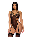 Feeling Butterflies Mesh Teddy w/Garters - Black MD