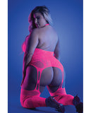 Glow Captivating Halter Bodystocking & G-string Neon Pink Qn