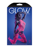 Glow Captivating Halter Bodystocking & G-string Neon Pink O/s