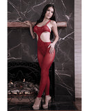 Sheer Unforgettable Cut Out Bodystocking Red O/S