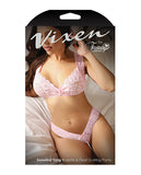 Vixen Sweetest Thing Lace Bralette & Pearl G-string Panty Light Pink L/xl