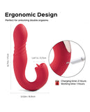 Joi App Controlled Thrusting G-spot Vibrator & Clit Licker - Red