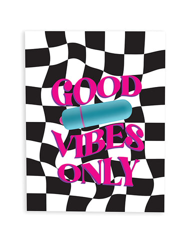 Good Vibes Only Naughty Greeting Card w/Rock Candy Vibrator & Fresh Vibes Towelettes