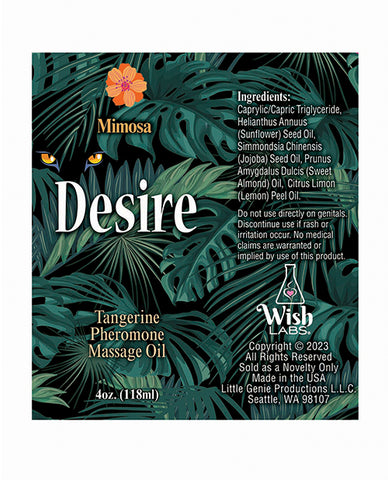 Desire Pheromone Massage Oil - 4 Oz Tangerine